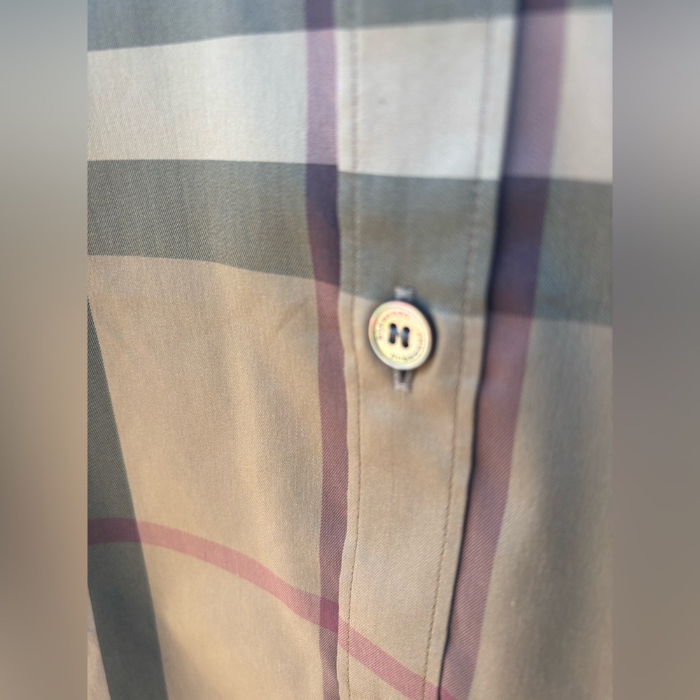 Men's Tan Plaid dress shirt - Picture 12 of 15